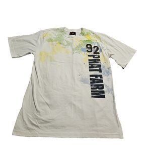 Mens 92 PHAT FARM Classics T-Shirt XL White Short Sleeve XL Paint Splatter 59123